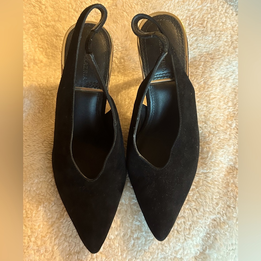 BCBGMaxAzria black suede heels